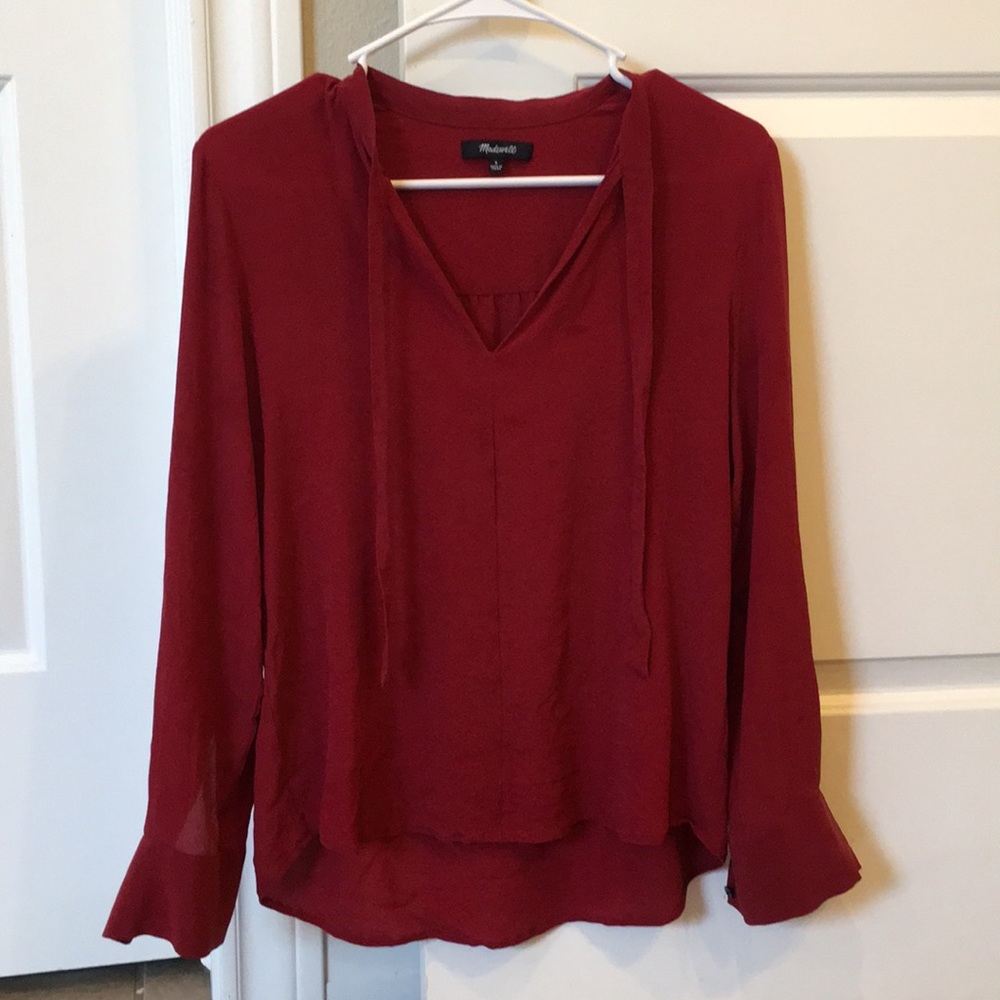 Madewell silk tie neck shirt